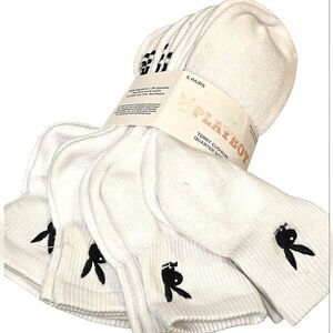Playboy 5-Pairs Bunny Logo Terry Cushion Unisex Quarter Socks